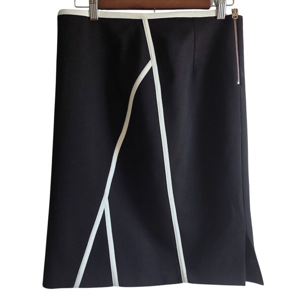 Cartise Black White Pencil Skirt Sheath Mini Slit Canada Designer Boutique Sz. 4 - Picture 6 of 12